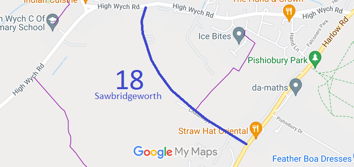 Map showing Sawbridgeworth 18