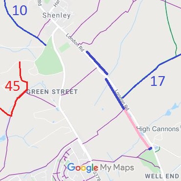 Map showing London Road verge route