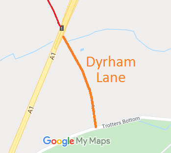 Map showing Dyrham Lane, South Mimms