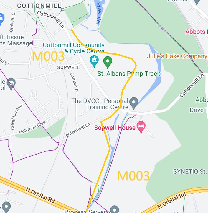 Map showing recorded St Albans and St Stephen paths