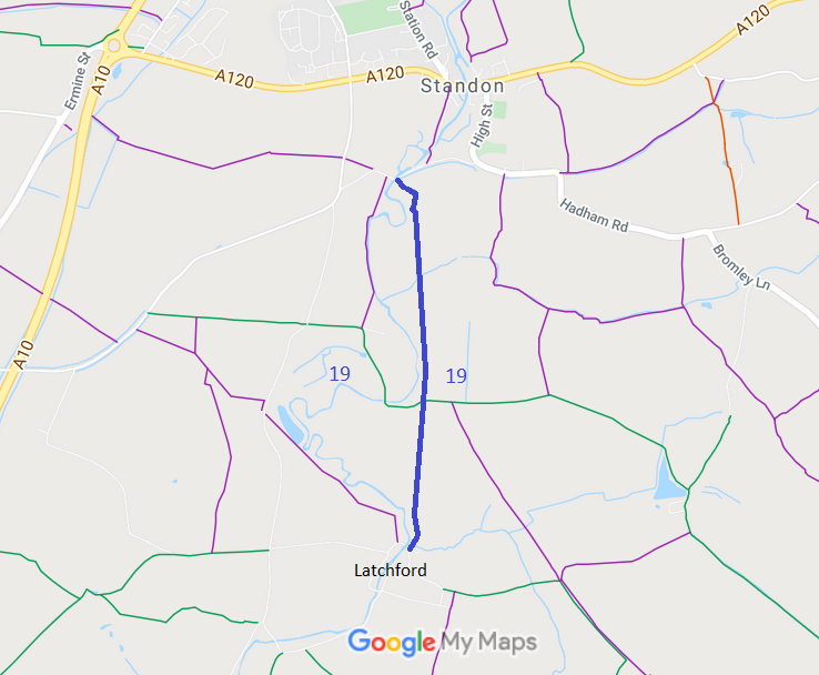 Map showing Standon 30 bridleway