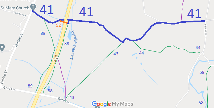 Map showing Standon 41 bridleway