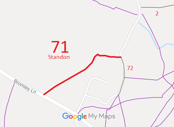 Map showing recorded Standon paths