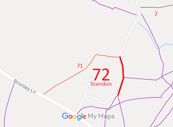 Map showing Standon 72 byway