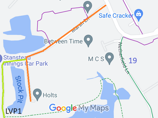 Map showing recorded Stanstead Abbots paths