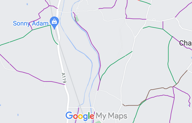 Map showing recorded Stapleford paths
