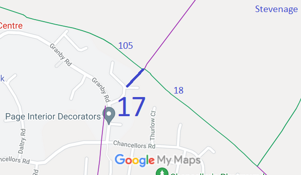 Map showing Stevenage 17 bridleway