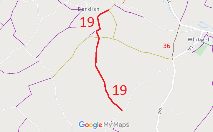 Map showing recorded St Paul's Walden paths