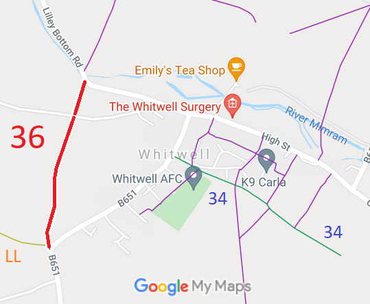Map showing recorded St Paul's Walden paths