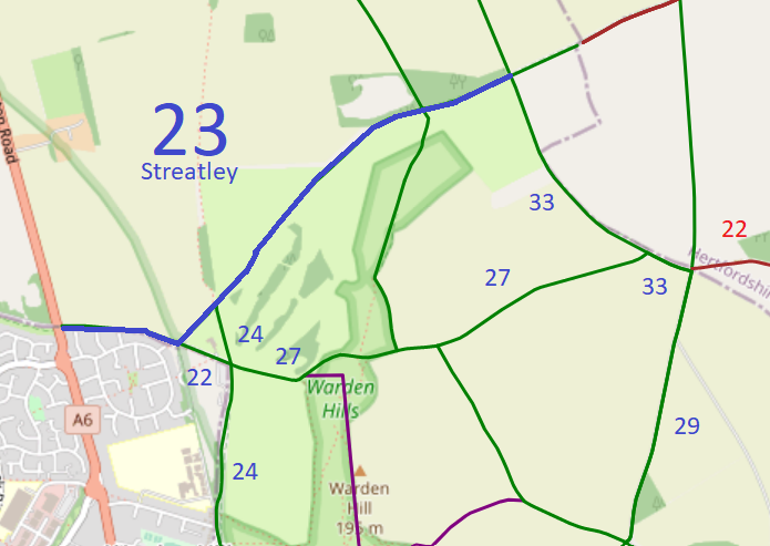 Map showing Streatley 23 and 41