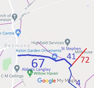 Map showing recorded paths in Abbots Langley and St Stephen