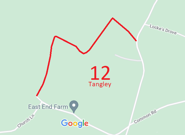 Map showing Tangley 12 in relation to the road network