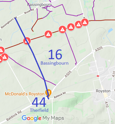 Therfield 44 and Bassingbourn 16