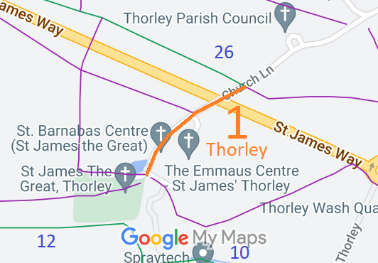 Map showing recorded Thorley paths
