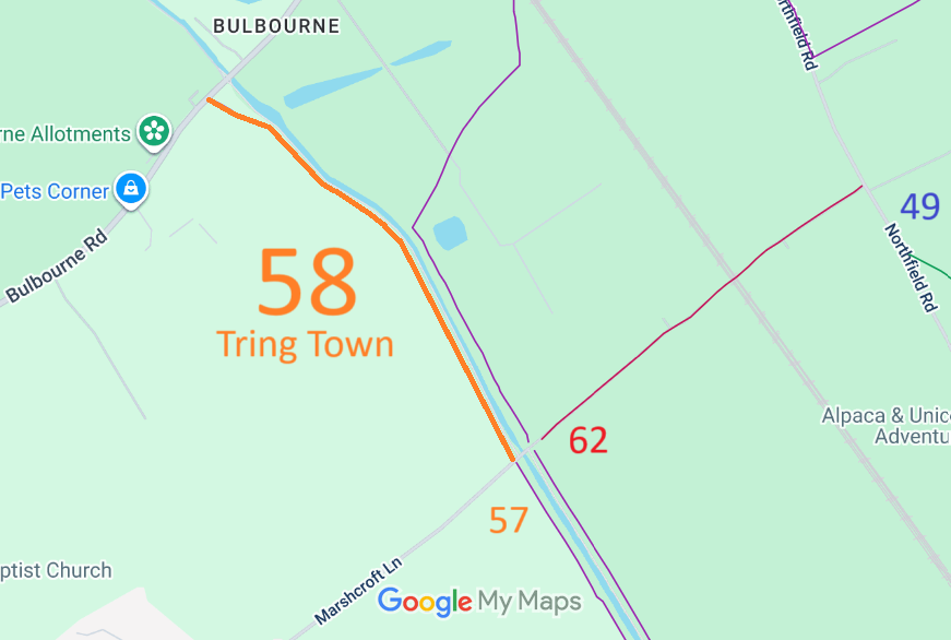 Map showing recorded Hertfordshire paths