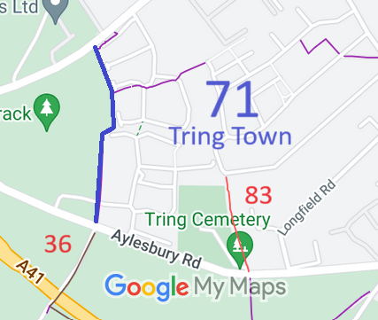 Map showing recorded Tring paths