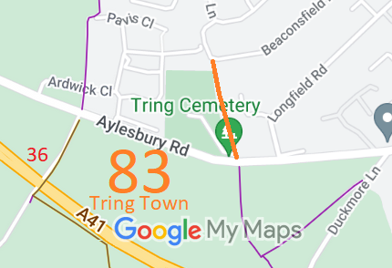 Map showing recorded Tring Town paths