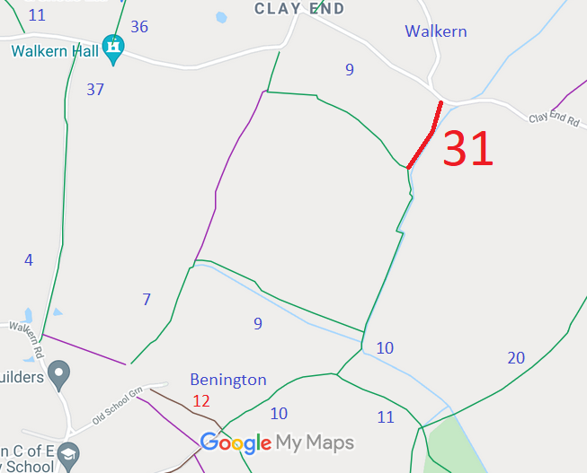 Map showing Walkern 31 Bridleway
