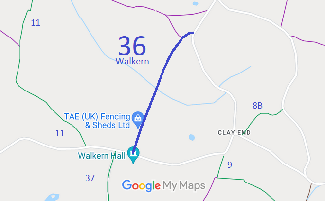 Map showing Walkern 36 Bridleway