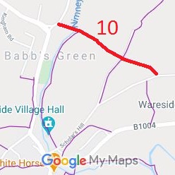 Map showing recorded Wareside paths