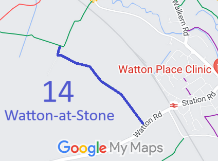 Map showing Watton-at-Stone 14 bridleway