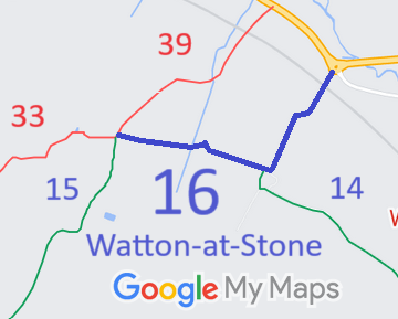 Map showing Watton-at-Stone 16 bridleway