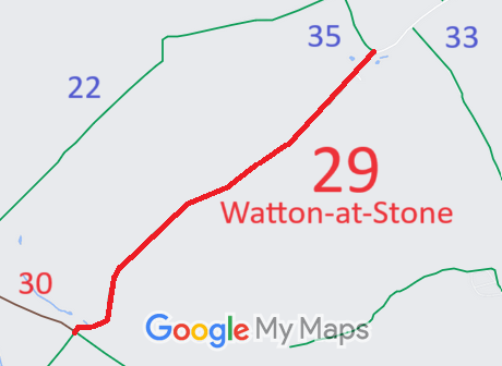 Map showing Watton-at-Stone 29 byway