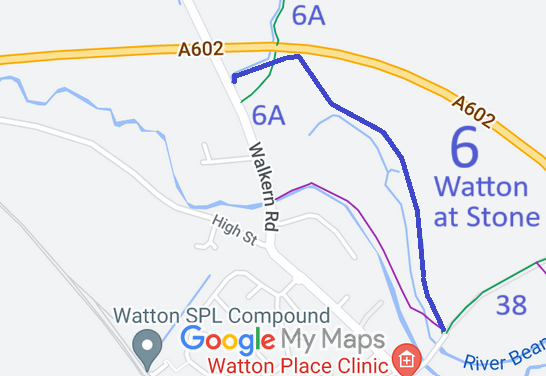 Map showing Watton-at-Stone 6 bridleway