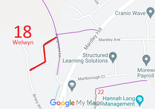 Map showing Welwyn 18