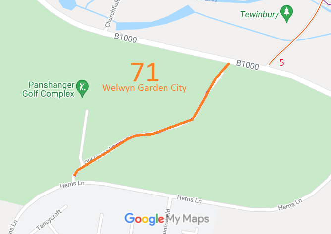 Map showing Welwyn Garden City paths