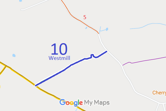 Map showing Westmill 10 Bridleway