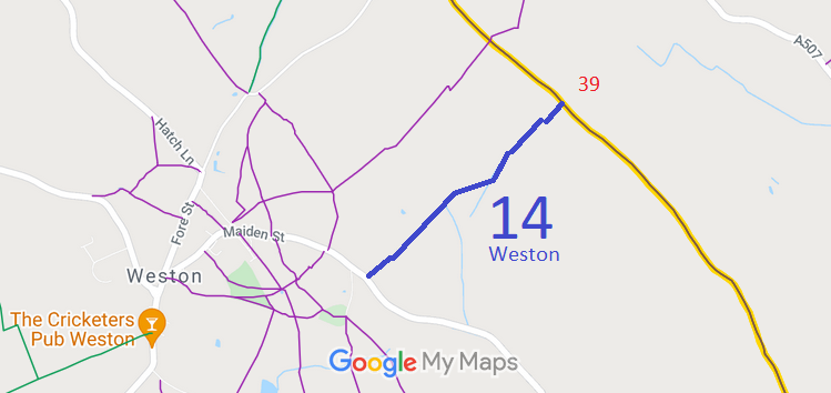 Map showing Weston 14