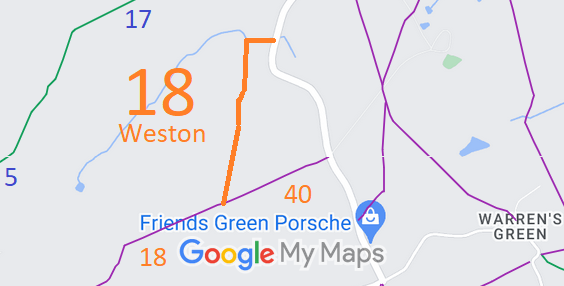 Map showing recorded Graveley and Weston paths