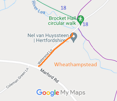 Map showing recorded Wheathampstead paths