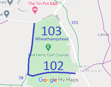 Map showing Wheathampstead 103 bridleway