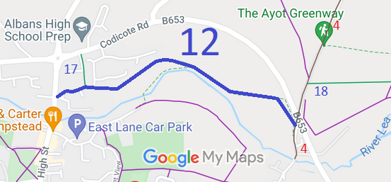Map showing recorded Wheathampstead paths