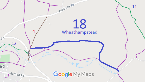 Map showing recorded Wheathampstead paths
