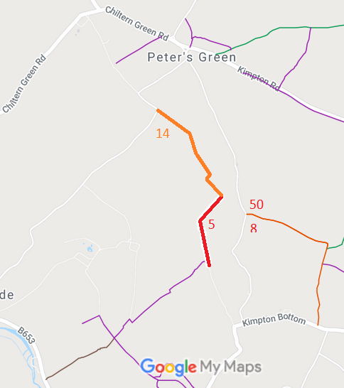 Map showing Wheathampstead 5, Hyde 14, Gypsy Lane