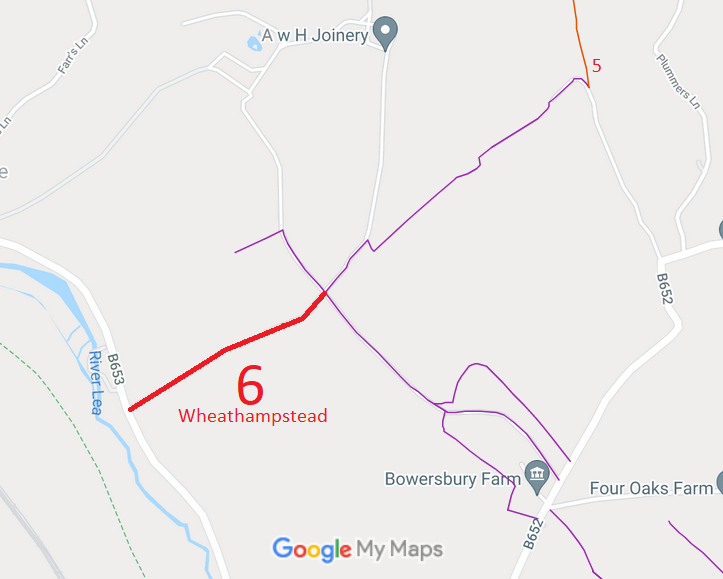 Map showing recorded Wheathampstead paths