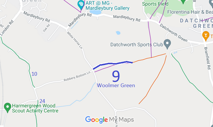 Map showing Woolmer Green 9