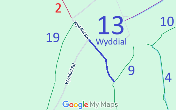 Map showing Wyddial 13